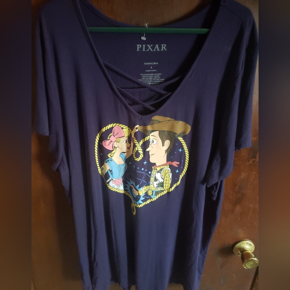 COPY - Disney Pixar Toy Story Woody & Bo Peep Navy Lattice Top